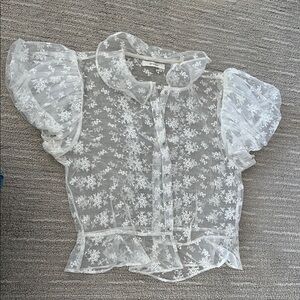 Doen Sheer White Floral Top